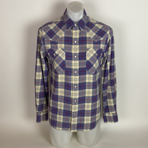 RRL Ralph Lauren Plaid Twill Western Shirt Double RL Mens Size